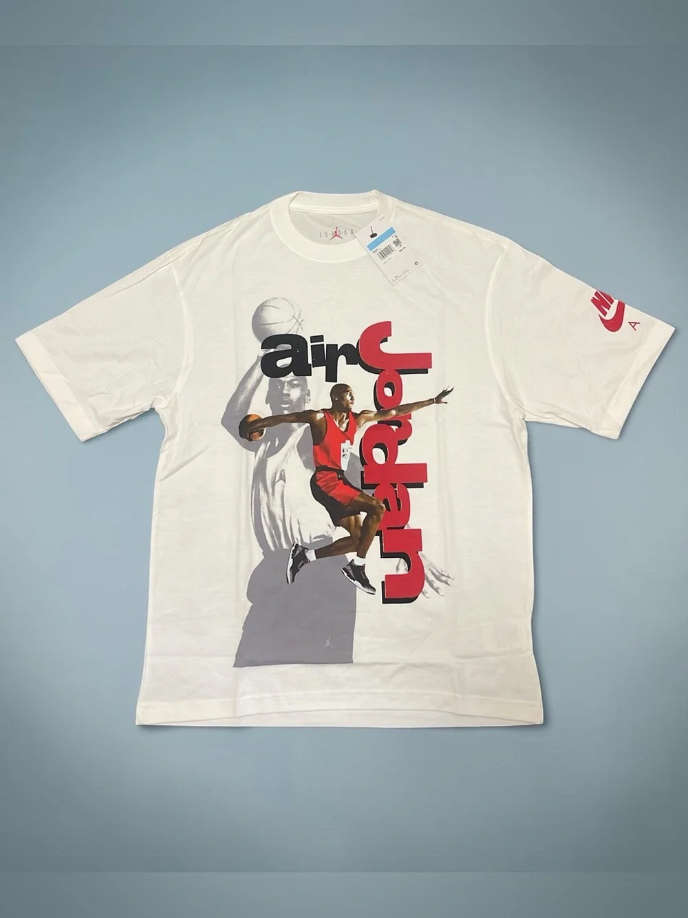 Jordan White Tee with Red and Black Air Jordan Graphic Sz XL